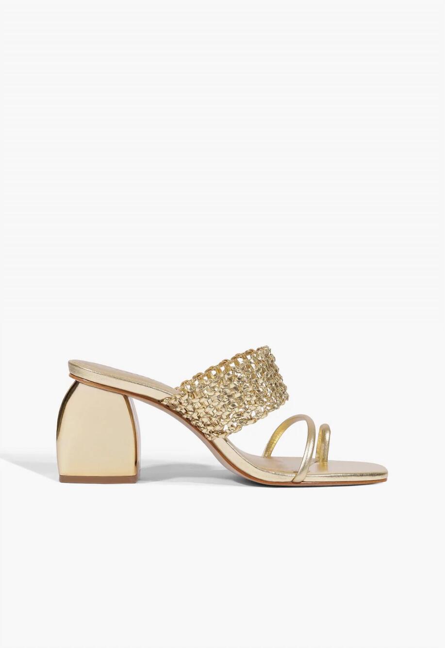 NEW SCHUTZ women's aberdeen mid heel in tira metallic